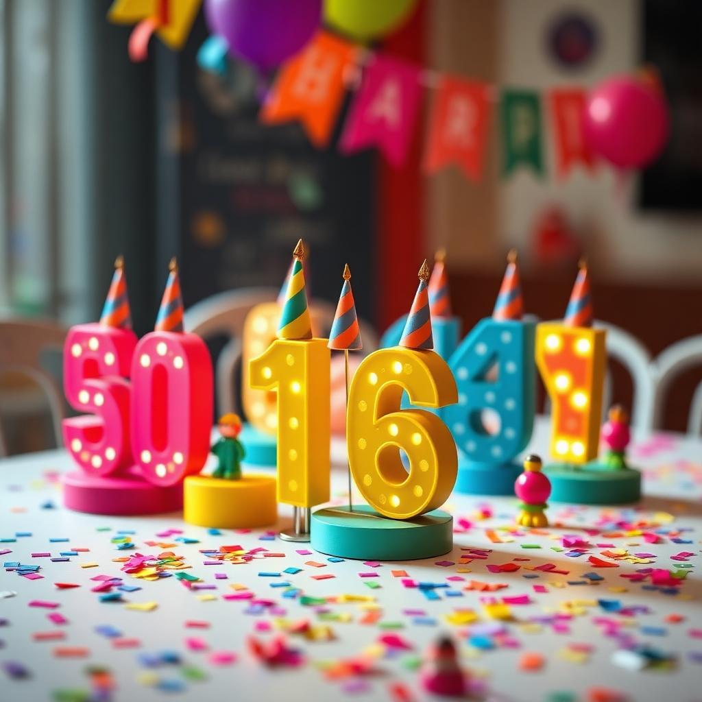 Decoração de mesa de aniversário impressa em 3D